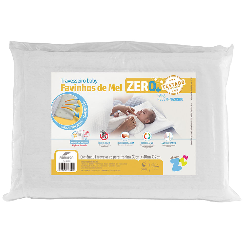 Travesseiro para Bebê Fibrasca Favinhos de Mel Baby Zero