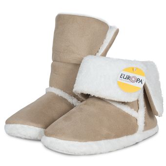 Pantufa-Adulto-Bota-com-Forro-Sherpa-Creme-Europa-34-35