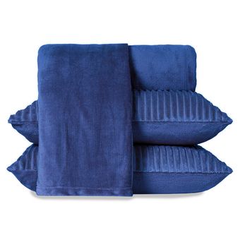 Jogo-de-Cama-King-Size-Plush-4-Pecas-BBC-Textil-Azul