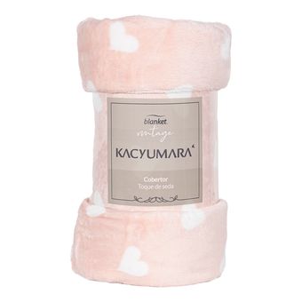 Cobertor-de-Microfibra-Casal-Kacyumara-Blanket-Vintage-300-g-m²-Love-Rosa