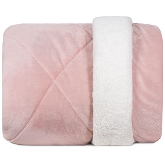 Edredom-Queen-Size-Dupla-Face-Plush-e-Sherpa-Hedrons-Liso-Rosa-Poema