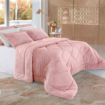 Edredom-King-Size-Plush-Alto-Relevo-BBC-Textil-Rosa
