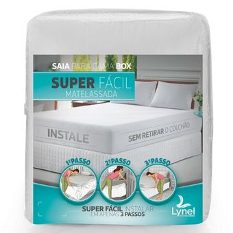 Saia-Box-Solteiro-King-Lynel-Super-Facil-Matelassada-Branca