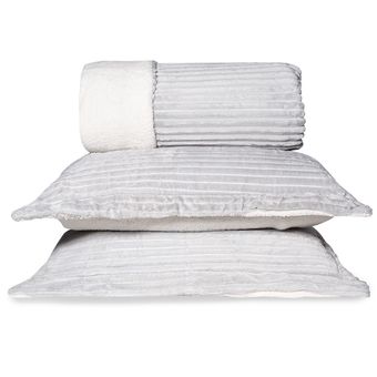 Kit-Edredom-Casal-Dupla-Face-Plush-Sherpa-Europa-Cinza-Inox-3-Pecas