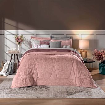 Edredom-Casal-Plush-Peles-Hedrons-Rosa-Poema