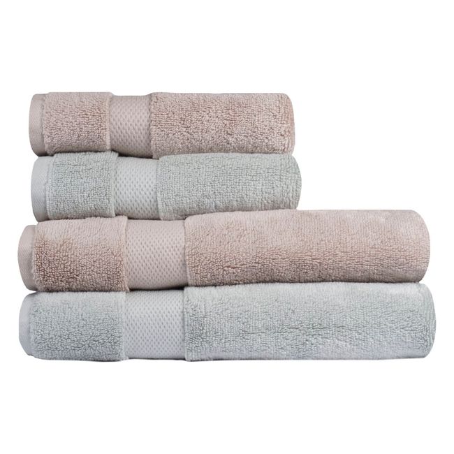 Jogo-de-Toalhas-de-Banho-4-Pecas-Super-Soft-Zero-Twist-Corttex-Taupe-Verde