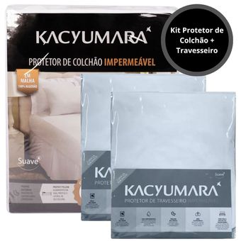 Kit-Protetor-de-Colchao-e-Travesseiro-Impermeavel-Casal-Kacyumara-100--Algodao