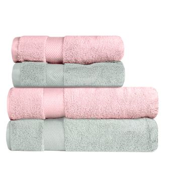 Jogo-de-Toalhas-de-Banho-4-Pecas-Super-Soft-Zero-Twist-Corttex-Rosa-Verde