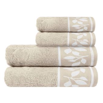 Jogo-de-Toalhas-de-Banho-4-Pecas-Maya-Corttex-450-g-m²-Bege