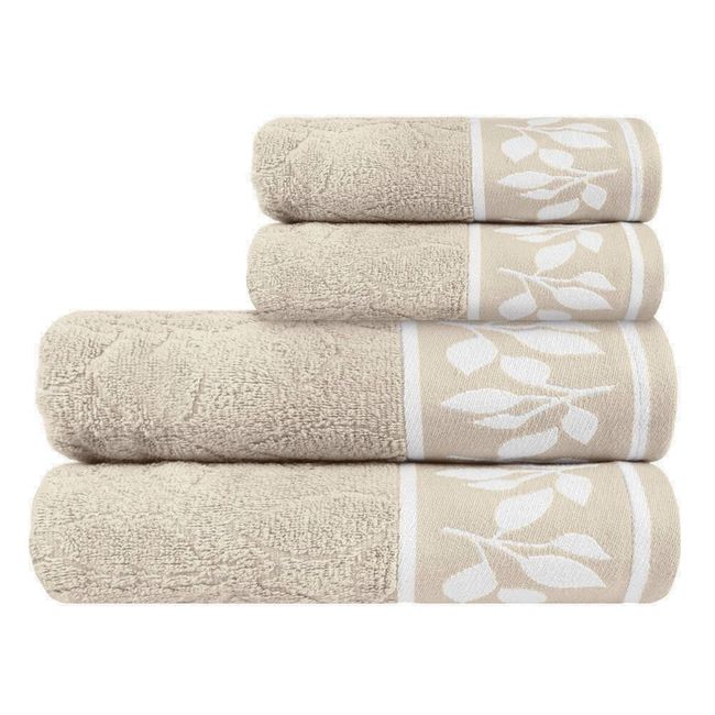 Jogo-de-Toalhas-de-Banho-4-Pecas-Maya-Corttex-450-g-m²-Bege