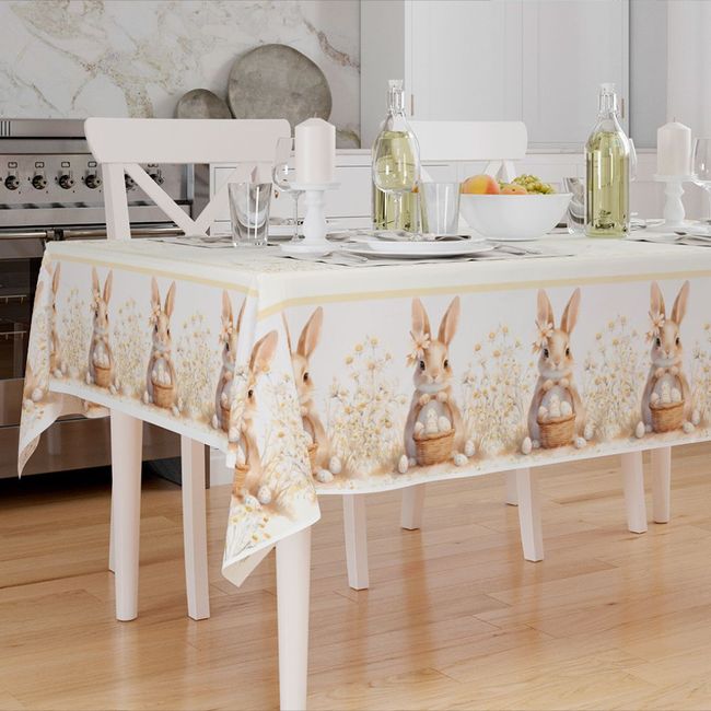 Toalha-de-Mesa-de-Pascoa-Quadrada-4-Lugares-140x140cm-Coelha-Margarida