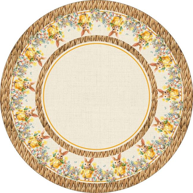 Toalha-de-Mesa-de-Pascoa-Redonda-4-Lugares-155cm-Florista-Amarelo