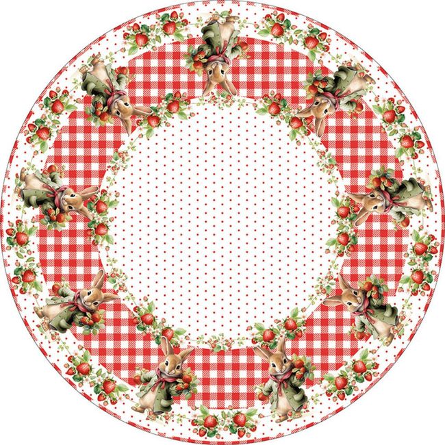 Toalha-de-Mesa-de-Pascoa-Redonda-4-Lugares-155cm-Coelho-Morangos