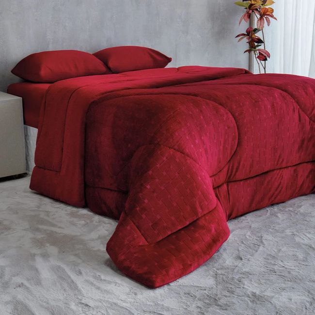 Edredom-Casal-Bella-Enxovais-Plush-Splendore-Vermelho