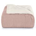 Edredom-Solteiro-Plush-Sherpa-Hedrons-Liso-Rosa-Tule