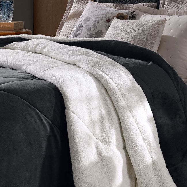 Edredom-Casal-Plush-Sherpa-Hedrons-Liso-Onix