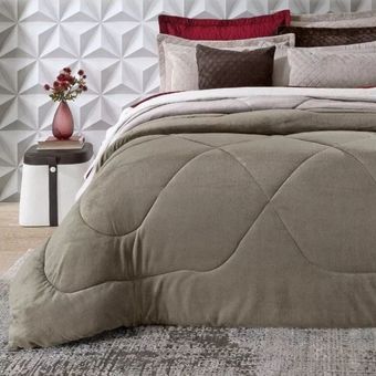 Edredom-Casal-Plush-Hedrons-Inove-Liso-Taupe