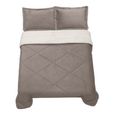 Edredom-King-Size-Plush-Sherpa-Hedrons-Inove-Liso-Taupe