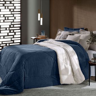 Edredom-King-Size-Plush-Sherpa-Hedrons-Inove-Liso-Mariner