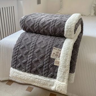 Cobertor-Casal-Tricot-com-Sherpa-Europa-1_80-x-2_20-Mts-Cinza