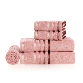 Jogo-de-Toalhas-de-Banho-5-Pecas-Karsten-Lumina-500-g-m²-Rosa