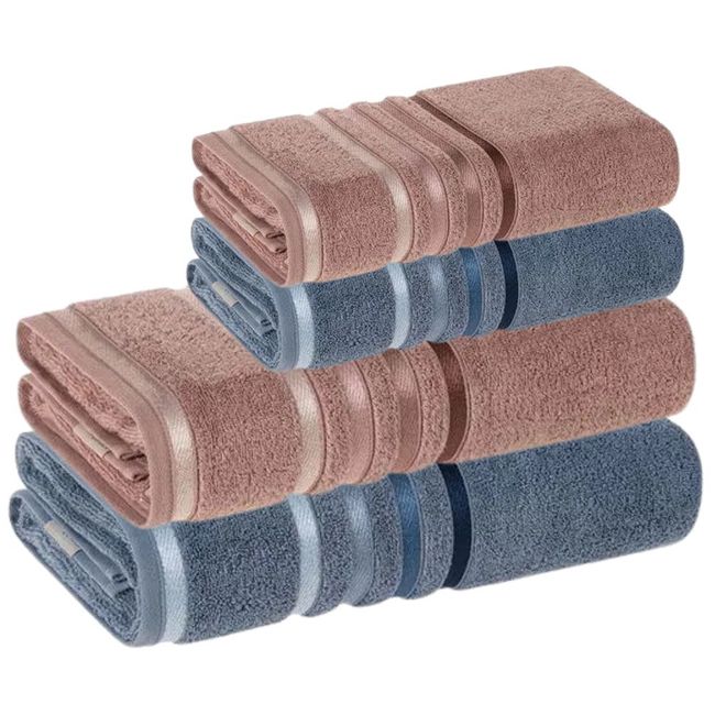 Jogo-de-Toalhas-de-Banho-4-Pecas-Karsten-Lumina-500-g-m²-Azul-Rosa