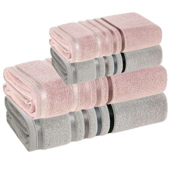 Jogo-de-Toalhas-de-Banho-4-Pecas-Karsten-Lumina-500-g-m²-Rose-Mineral