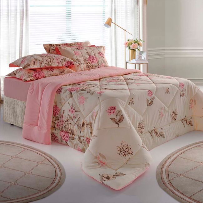 Edredom-Casal-Malha-BBC-Textil-Floral-Rosa