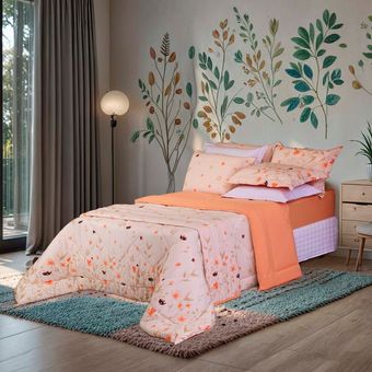 Edredom-King-Size-Malha-BBC-Textil-Floral-Salmao