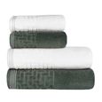 Jogo-de-Toalhas-de-Banho-4-Pecas-Super-Soft-Zero-Twist-Corttex-Geometrico-500-g-m²-Verde-Branco