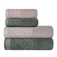 Jogo-de-Toalhas-de-Banho-4-Pecas-Super-Soft-Zero-Twist-Corttex-Geometrico-500-g-m²-Cinza-Verde