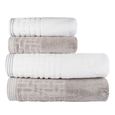 Jogo-de-Toalhas-de-Banho-4-Pecas-Super-Soft-Zero-Twist-Corttex-Geometrico-500-g-m²-Cinza-Branco