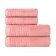 Jogo-de-Toalhas-de-Banho-4-Pecas-Super-Soft-Zero-Twist-Corttex-Geometrico-500-g-m²-Rosa