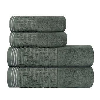 Jogo-de-Toalhas-de-Banho-4-Pecas-Super-Soft-Zero-Twist-Corttex-Geometrico-500-g-m²-Verde