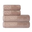 Jogo-de-Toalhas-de-Banho-4-Pecas-Super-Soft-Zero-Twist-Corttex-Geometrico-500-g-m²-Bege