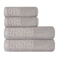 Jogo-de-Toalhas-de-Banho-4-Pecas-Super-Soft-Zero-Twist-Corttex-Geometrico-500-g-m²-Cinza