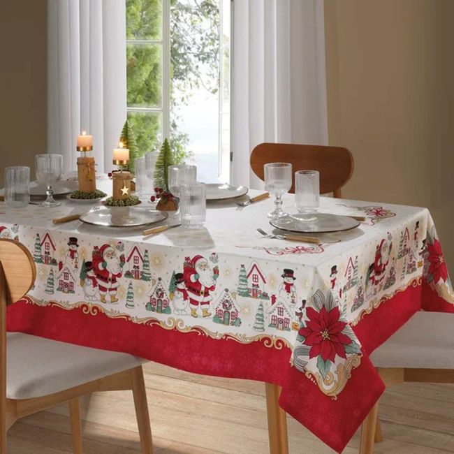 Toalha de Mesa Retangular Natal Dohler Athenas 1.40 x 2.10 Mts