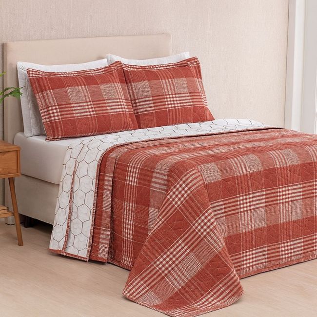 Colcha Cobreleito Queen Size Sulamita 180 Fios Telha 3 Peças Chicago