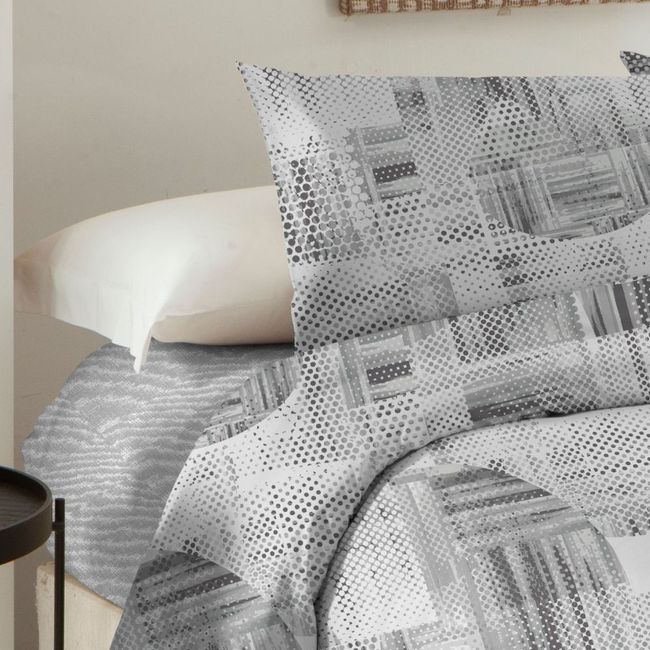 Jogo de Cama Solteiro Cinza Corttex Microtec 200 Fios 3 Peças