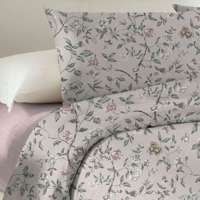 Jogo de Cama Casal Floral Rosa Corttex Microtec 200 Fios 4 Peças