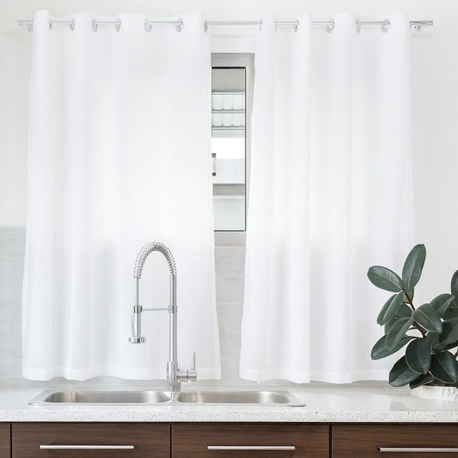 Cortina para Cozinha Voil e Forro 280x120cm Luna Branca