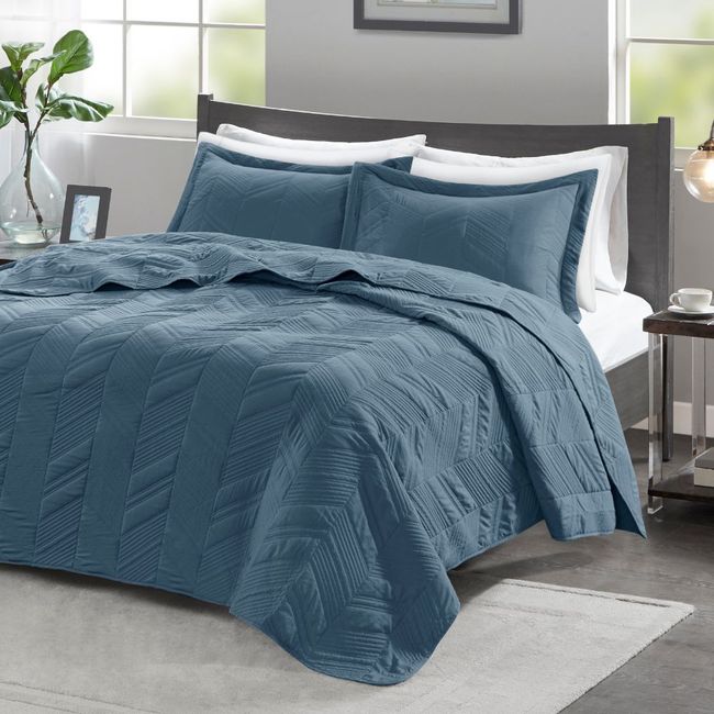 Colcha Solteiro 300 Fios Corttex Ouro 2 Peças Azul