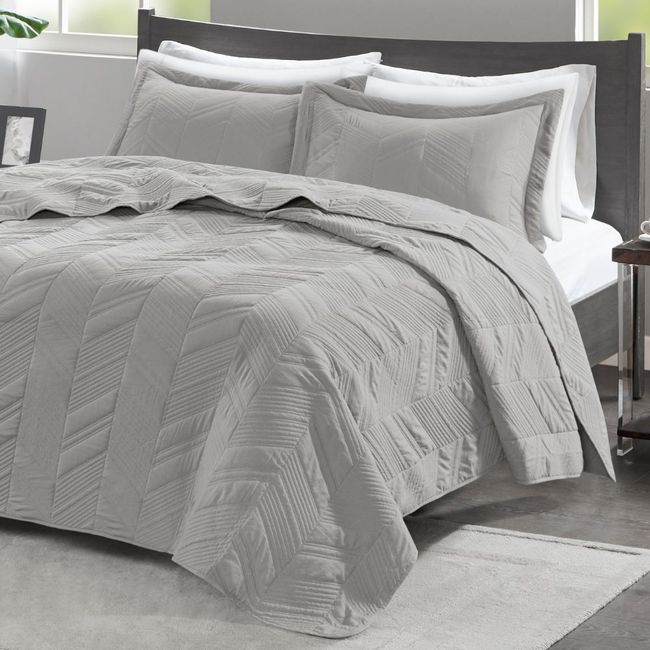 Colcha Queen Size 300 Fios Corttex Ouro 3 Peças Cinza