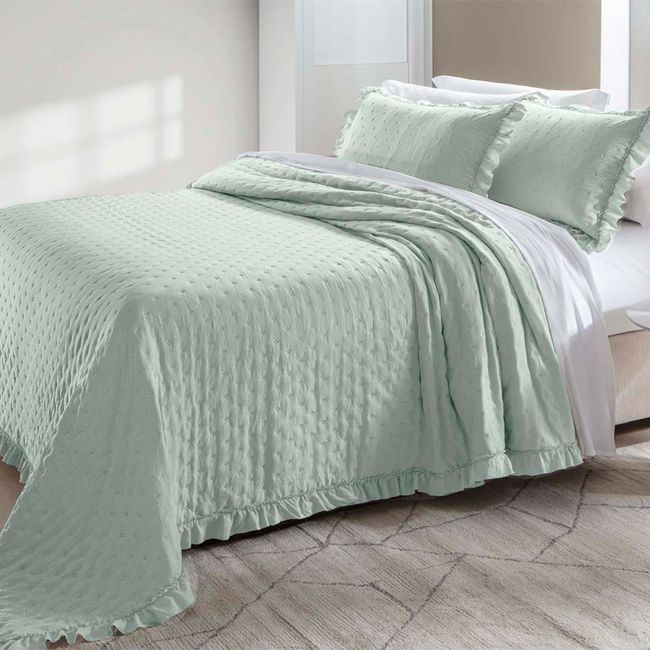 Colcha Casal 200 Fios Corttex Celine 3 Peças Verde