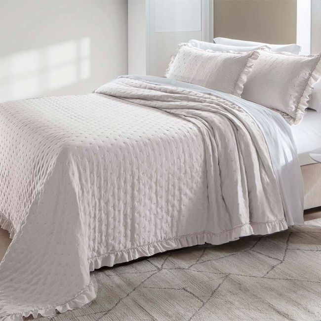 Colcha King Size 200 Fios Corttex Celine 3 Peças Bege