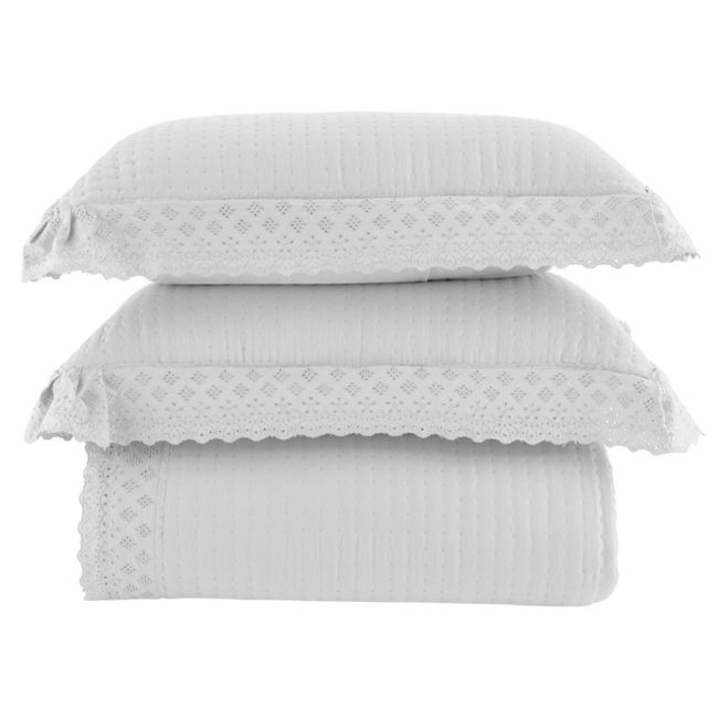 Colcha Queen Size 300 Fios Corttex 300 Fios Serena 3 Peças Branca