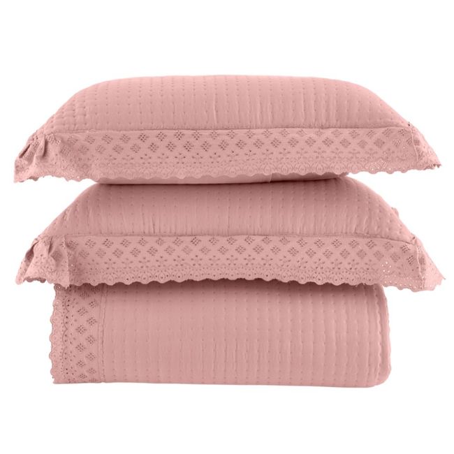 Colcha Queen Size 300 Fios Corttex 300 Fios Serena 3 Peças Rosa
