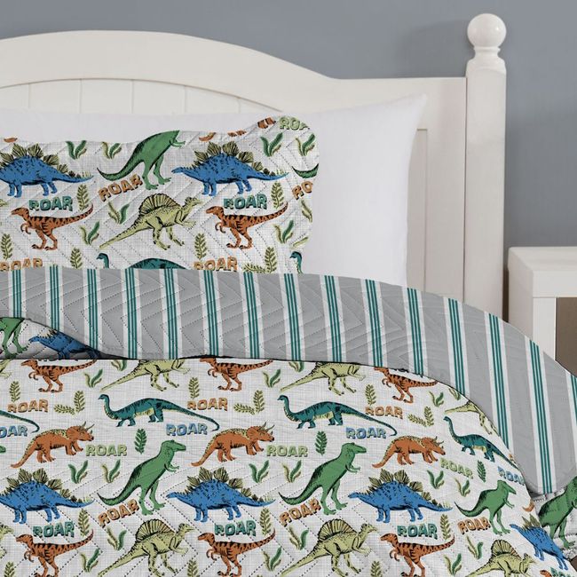 Colcha Solteiro Infantil Corttex Studio Mix 2 Peças Dinossauro