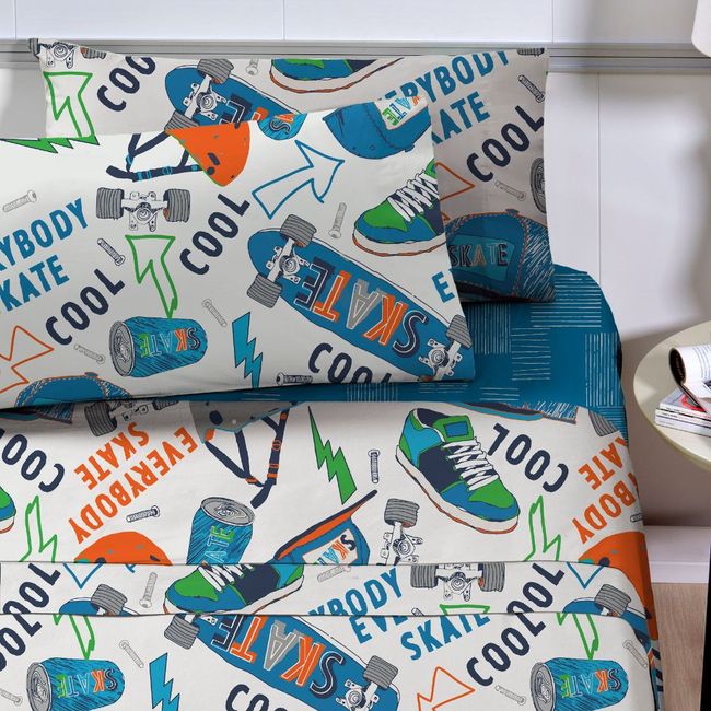 Jogo de Cama Solteiro Infantil Corttex Studio Mix 3 Peças Azul