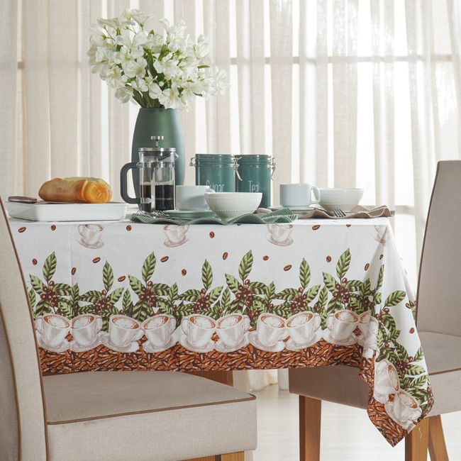 Toalha de Mesa Quadrada 4 Lugares Hiper Têxtil Facile Café